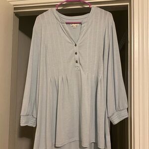 Wonderly Sky Blue Buttoned Blouse